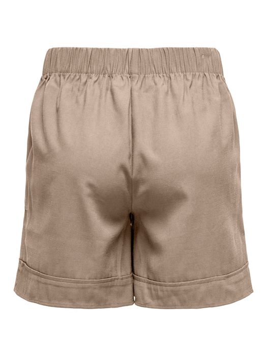 Shorts elastische Taille Kordelzug Seitentaschen bequem, Farbe: Braun