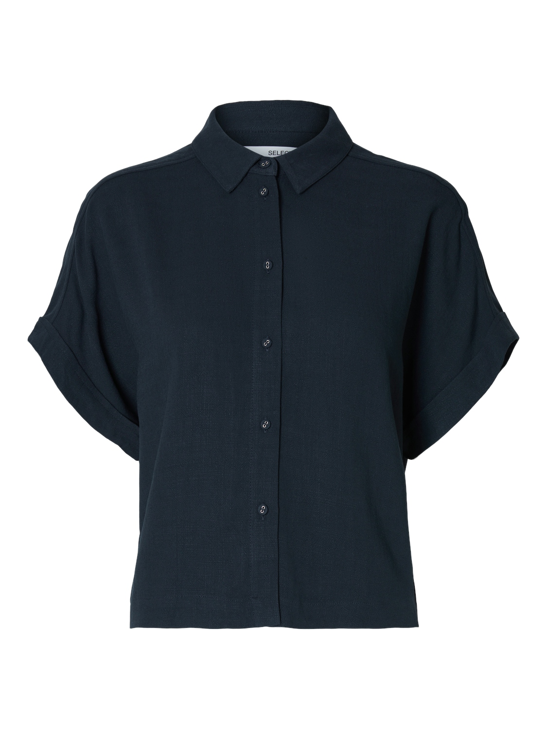 SELECTED-FEM_NOOS2025_4482987_16093937.jpg Bluse elegant Knopfleiste Hemdkragen Kurzarm