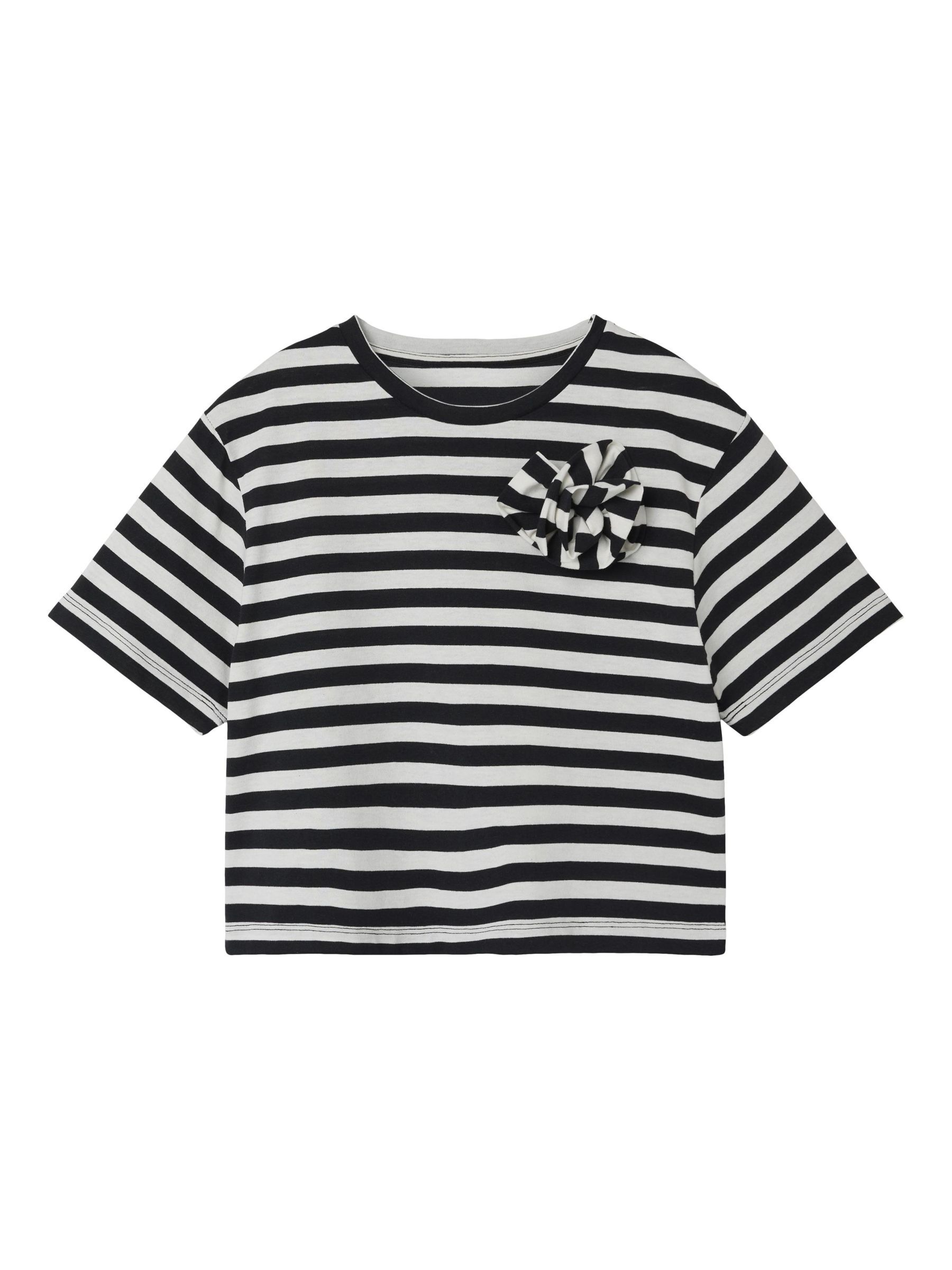 NAME-IT_SpringSummer2024_black-oyster_13239915_copy.jpg T-Shirt Kurzarm gestreift mit Schleife Rundhals