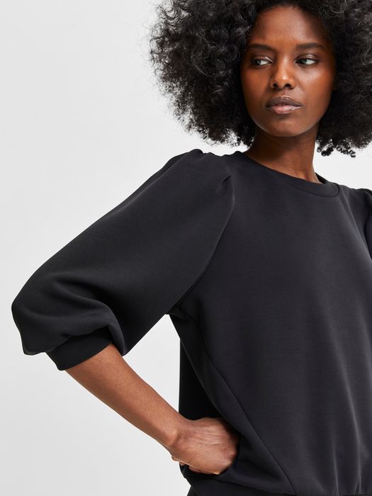 Selected Femme SELECTED FEMME Bluse locker geschnitten Rundhalsausschnitt – Schwarz, Bild 4
