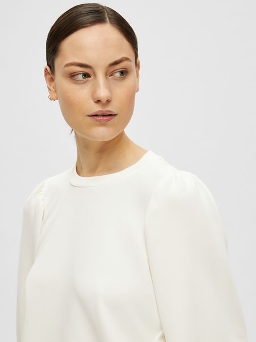 Selected Femme SELECTED FEMME Bluse locker geschnitten Rundhalsausschnitt – Weiß, Bild 4