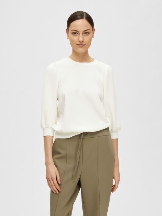 Selected Femme SELECTED FEMME Bluse locker geschnitten Rundhalsausschnitt – Weiß, Bild 5