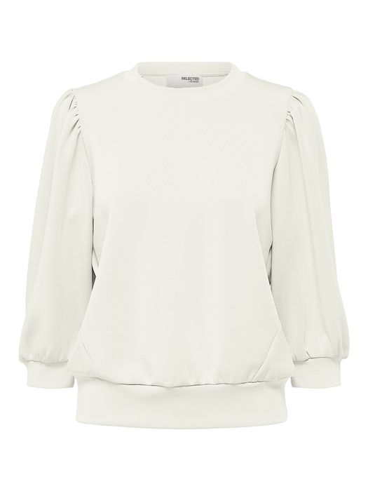 SELECTED FEMME Bluse locker geschnitten Rundhalsausschnitt, Farbe: Weiß