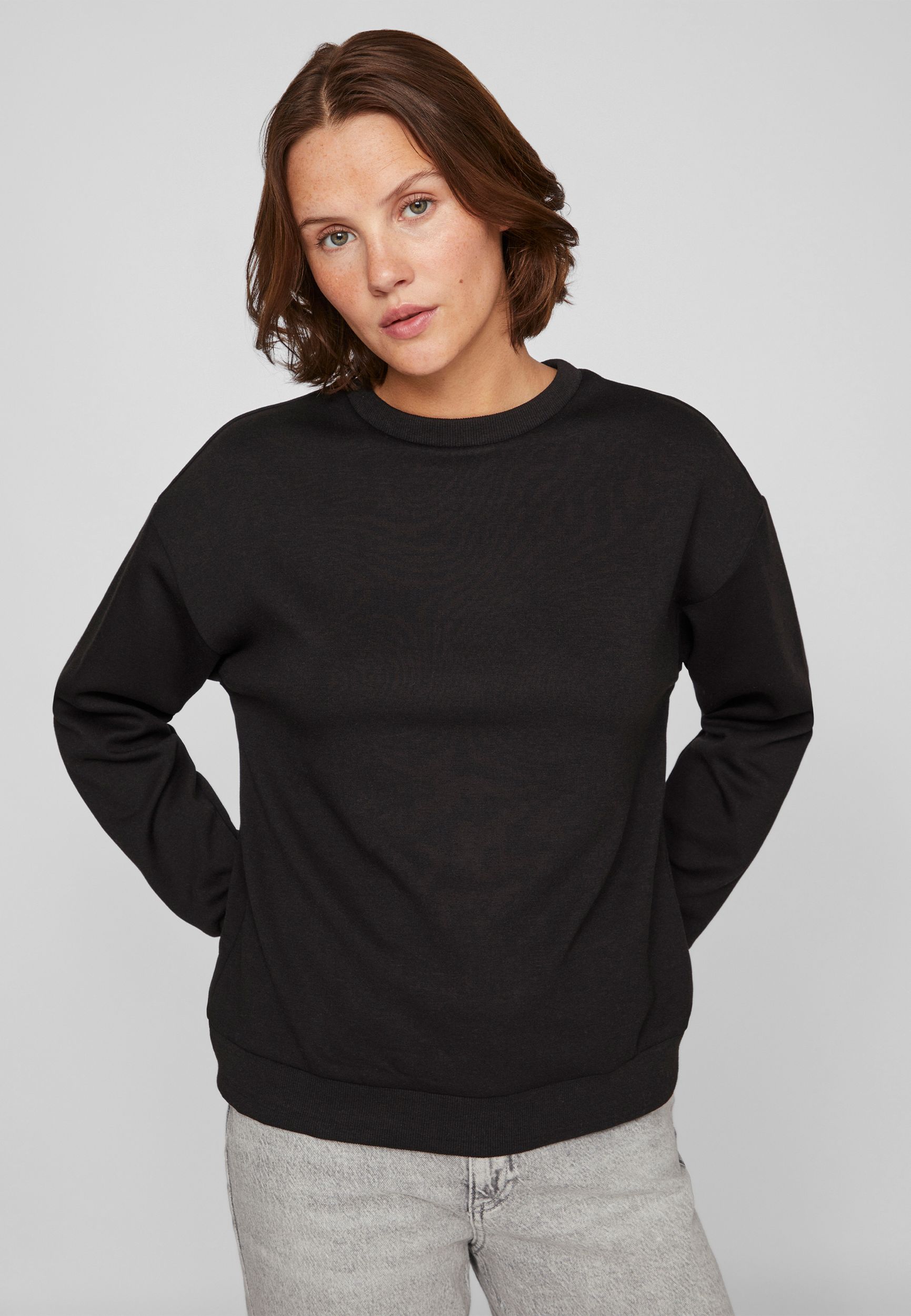 Pullover Rundhals lange Ärmel weicher Sweatshirt-Look Pullover Rundhals lange Ärmel weicher Sweatshirt-Look