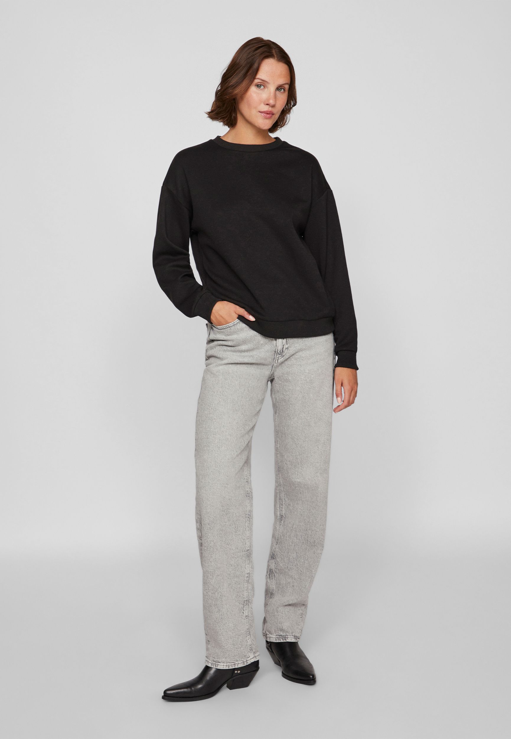 Pullover Rundhals lange Ärmel weicher Sweatshirt-Look Pullover Rundhals lange Ärmel weicher Sweatshirt-Look