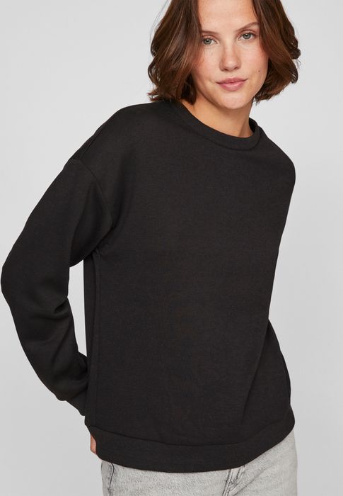 Vila Pullover Rundhals lange Ärmel weicher Sweatshirt-Look – Schwarz, Bild 4