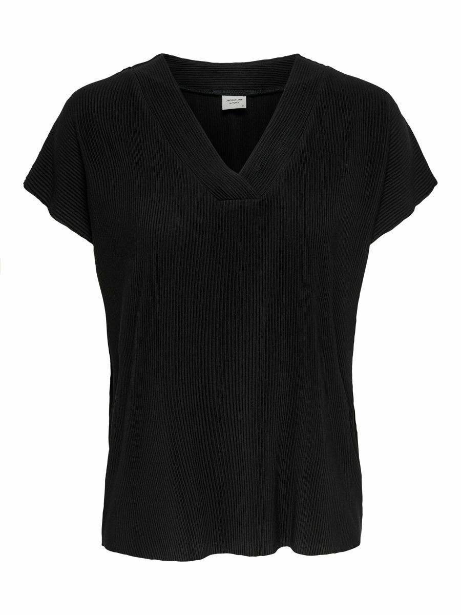 JDY_SpringSummer2020_black_15205082_copy.jpg Bluse Regular Fit V-Ausschnitt Kurzarm Basic