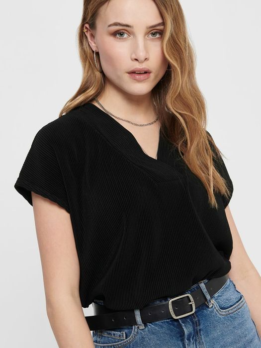 JDY JDY Bluse Regular Fit V-Ausschnitt Kurzarm Basic – Schwarz, Bild 5