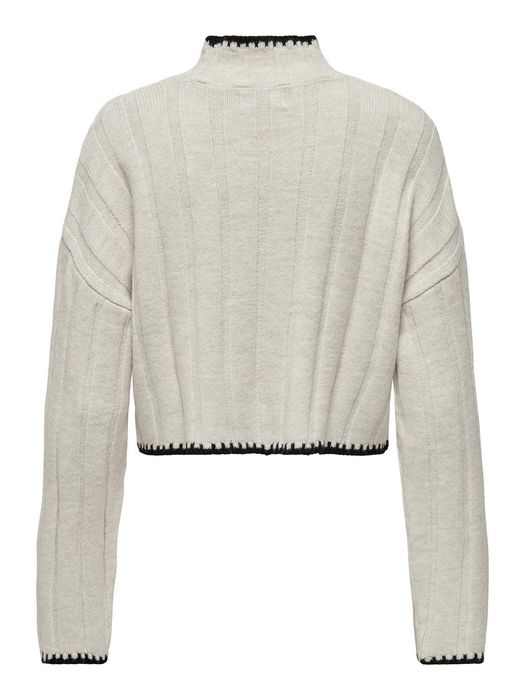 Only Strickpullover gerippt Langarm kurz tiefe Schultern – Weiß, Bild 7
