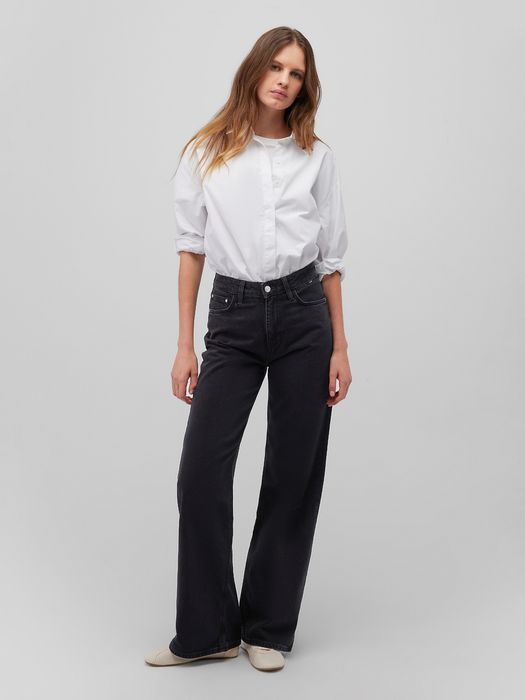 mavi Jeans Loose Fit High-Rise Wide Leg 5-Pocket Malibu, Farbe: Dunkelgrau