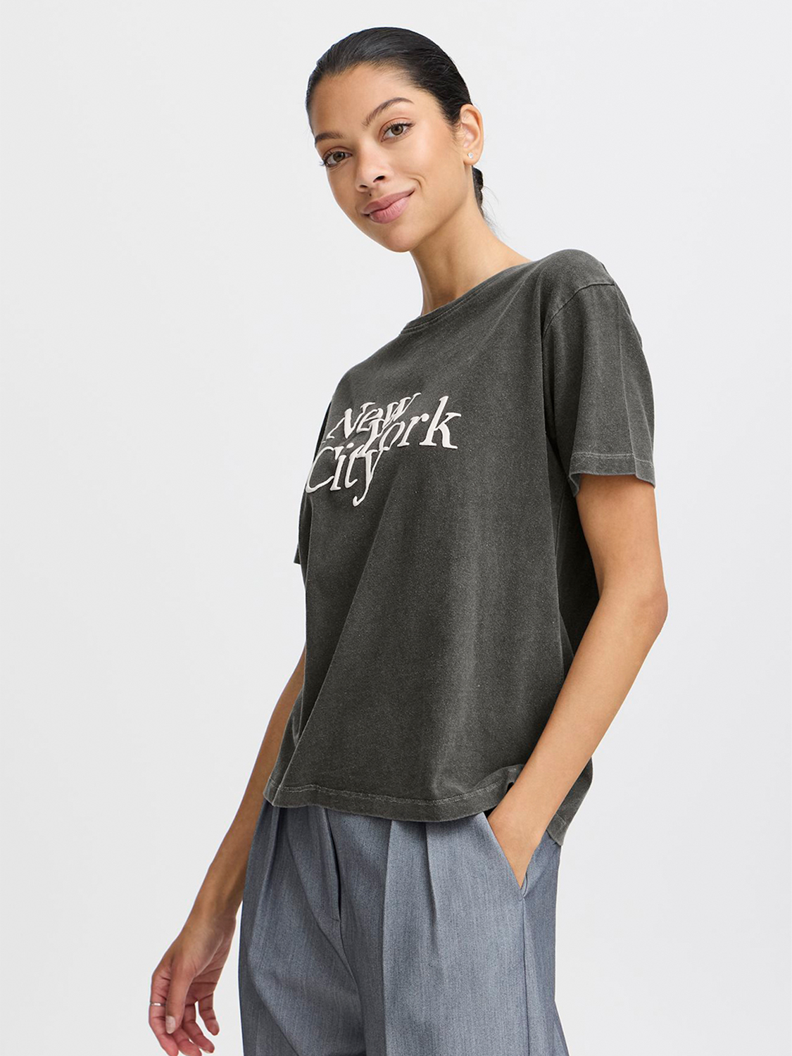 T-Shirt Relaxed Fit NYC Print Weich Lässig T-Shirt Relaxed Fit NYC Print Weich Lässig