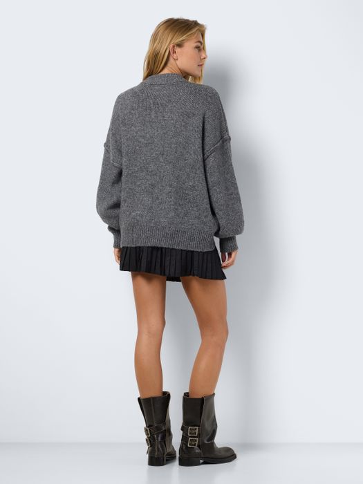 Noisy May Strickpullover Rundhals loose fit – Dunkelgrau, Bild 4