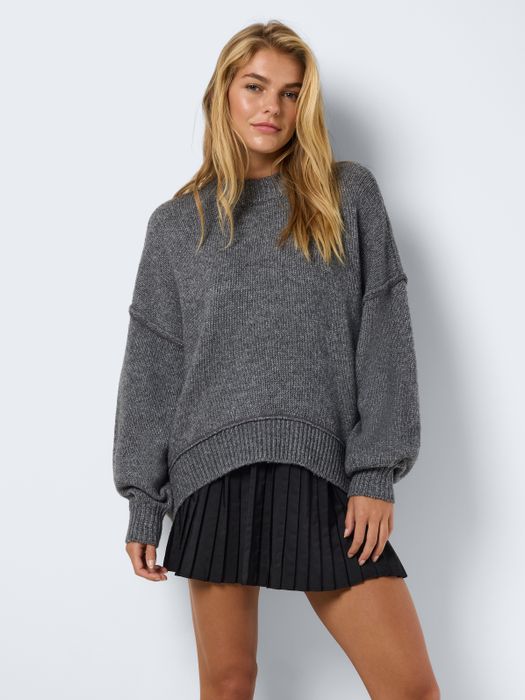 Noisy May Strickpullover Rundhals loose fit – Dunkelgrau, Bild 6