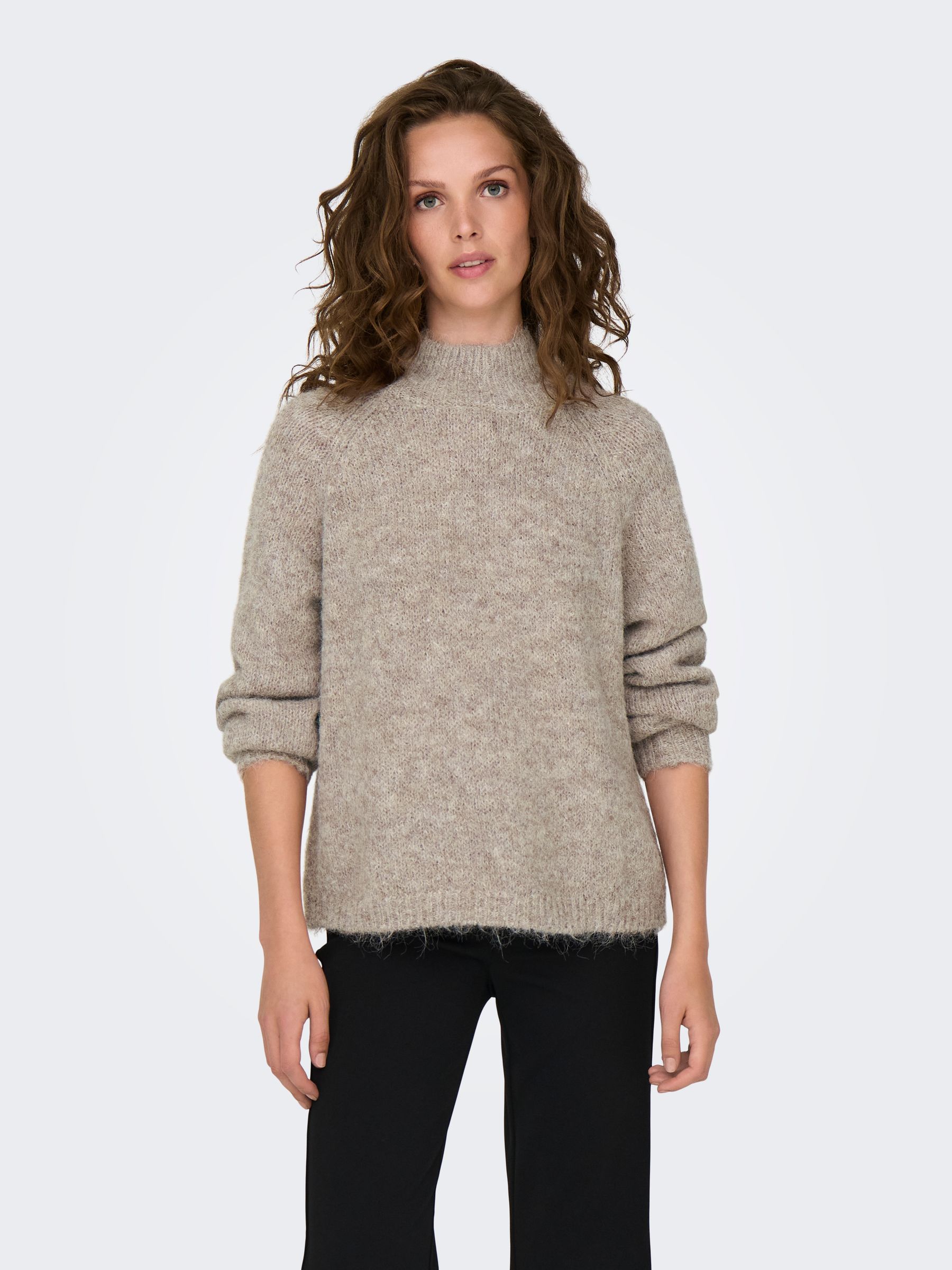 JDY JDY Strickpullover Hoher Kragen Langarm – Grau, Bild 2