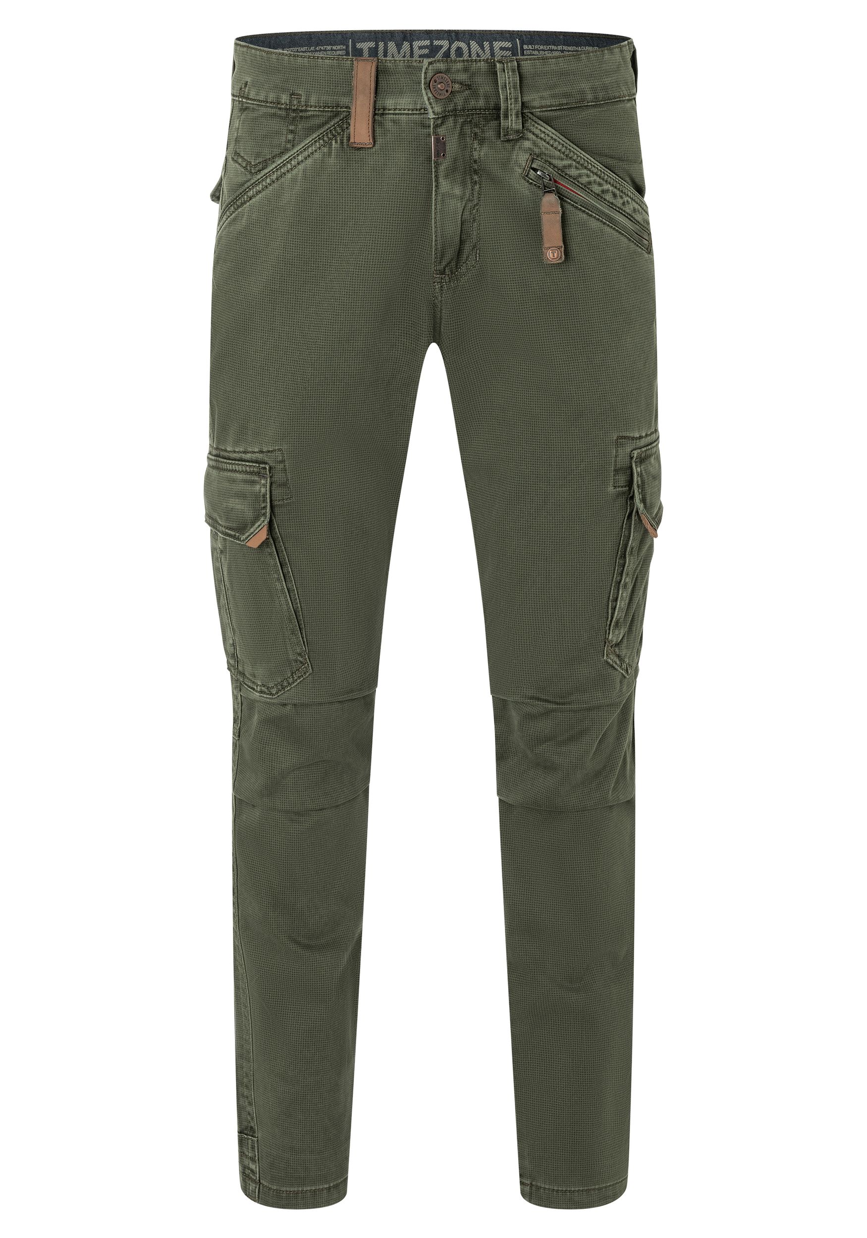Timezone Timezone Cargohose Regular Fit Taschen Baumwolle Reißverschluss – Grün, Bild 1