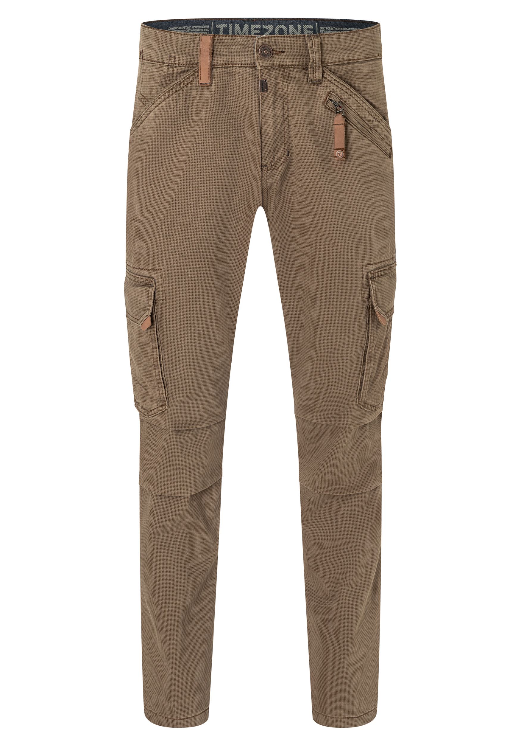 Timezone Timezone Cargohose Regular Fit Taschen Baumwolle Reißverschluss – Braun, Bild 1