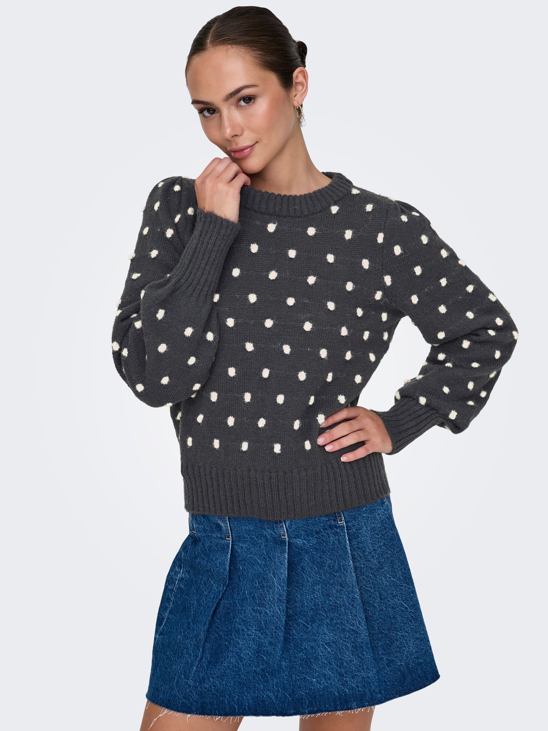 JDY_FallWinter2023_4610344_15304813_6.jpg Strickpullover Puffärmel Lange Bündchen Regulär