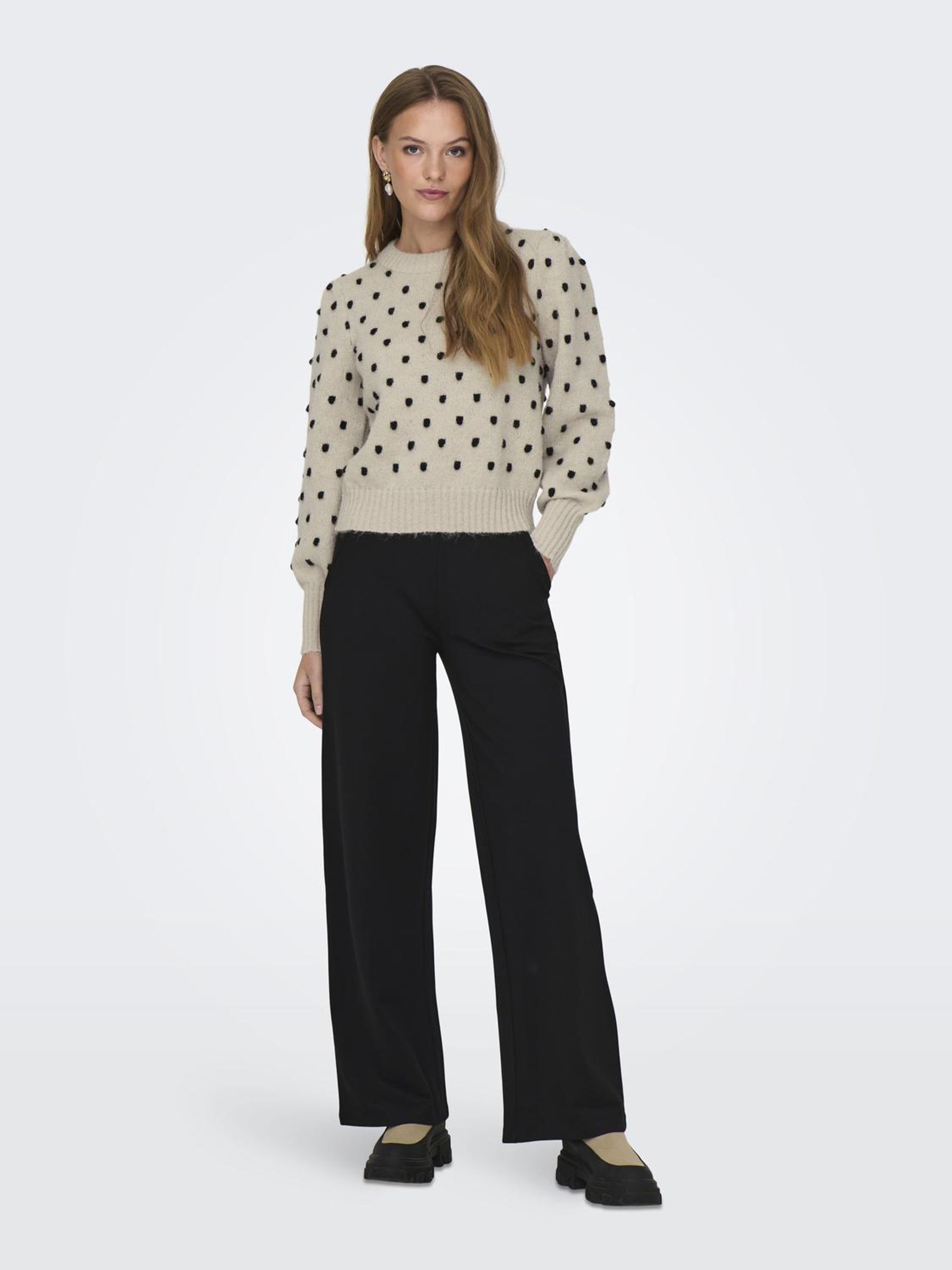 JDY_FallWinter2023_cement_15304813_5.jpg Strickpullover Puffärmel Lange Bündchen Regulär