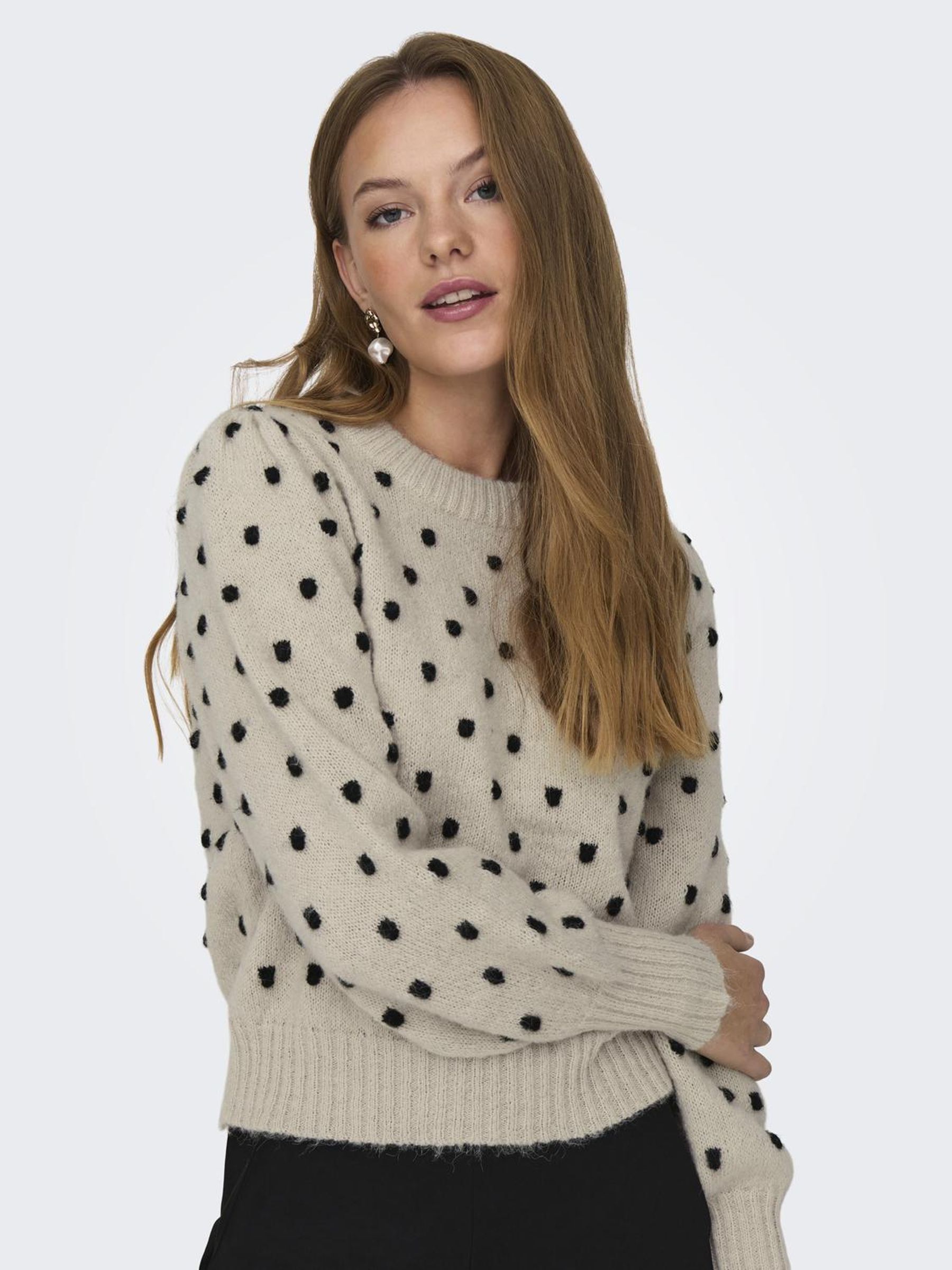 JDY_FallWinter2023_cement_15304813_6.jpg Strickpullover Puffärmel Lange Bündchen Regulär