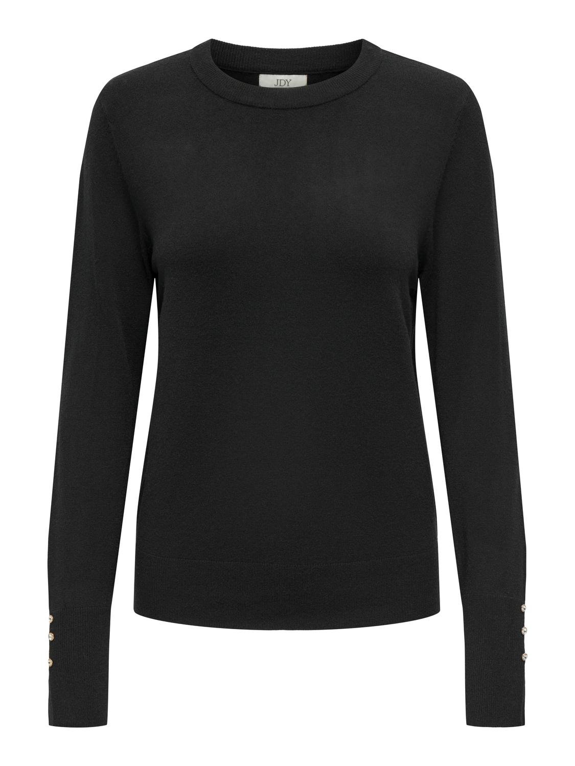 JDY JDY Strickpullover Rundhals Knopfdetails Knit Fit – Schwarz, Bild 1