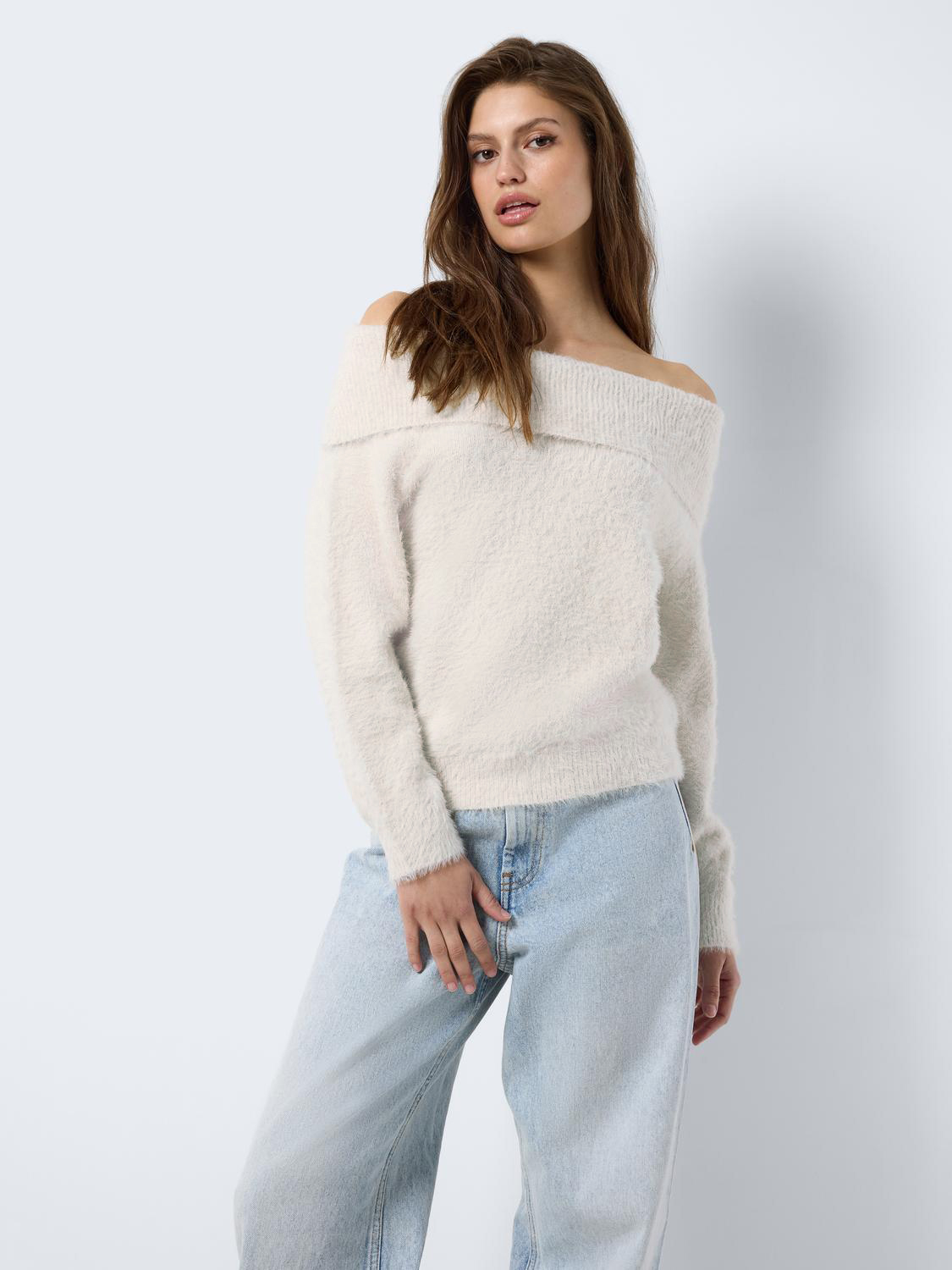 Strickpullover Schulterfrei Langarm Bequem Strickpullover Schulterfrei Langarm Bequem