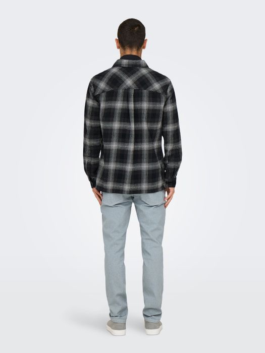 Only & Sons ONLY & SONS Hemd gewebt Regular Fit Hemdkragen Knopfleiste – Schwarz-Weiß, Bild 10