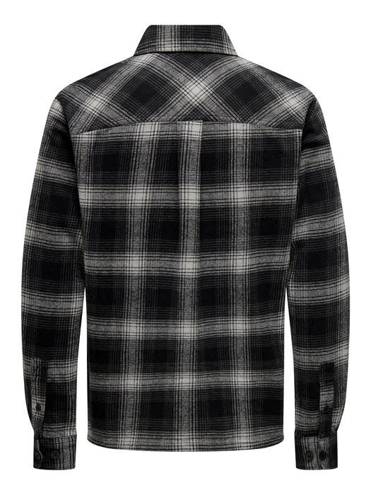 ONLY & SONS Hemd gewebt Regular Fit Hemdkragen Knopfleiste, Farbe: Schwarz-Weiß