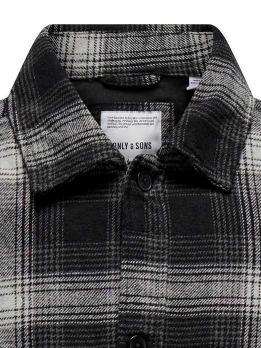 Only & Sons ONLY & SONS Hemd gewebt Regular Fit Hemdkragen Knopfleiste – Schwarz-Weiß, Bild 3