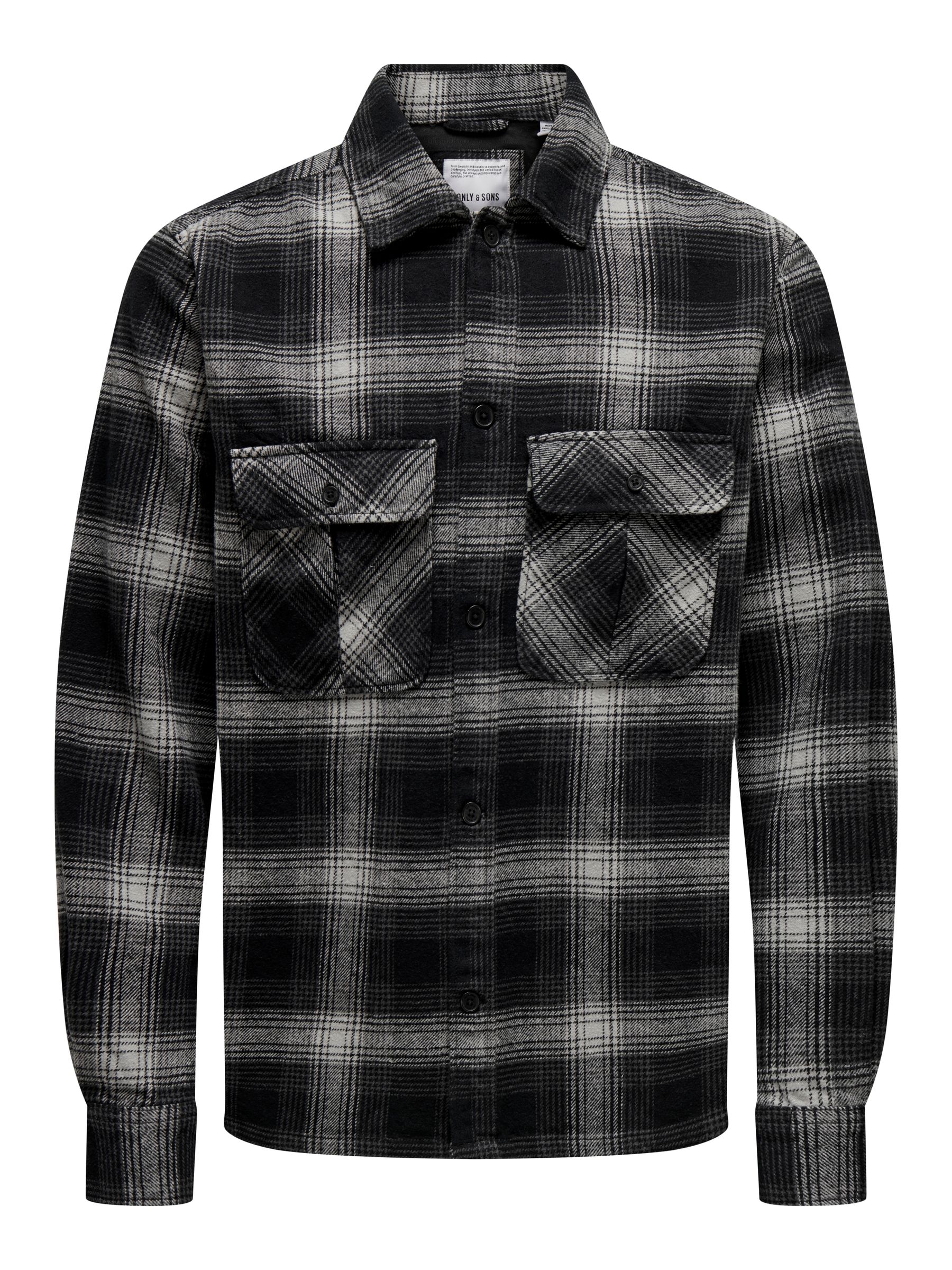 Only & Sons ONLY & SONS Hemd gewebt Regular Fit Hemdkragen Knopfleiste – Schwarz-Weiß, Bild 1