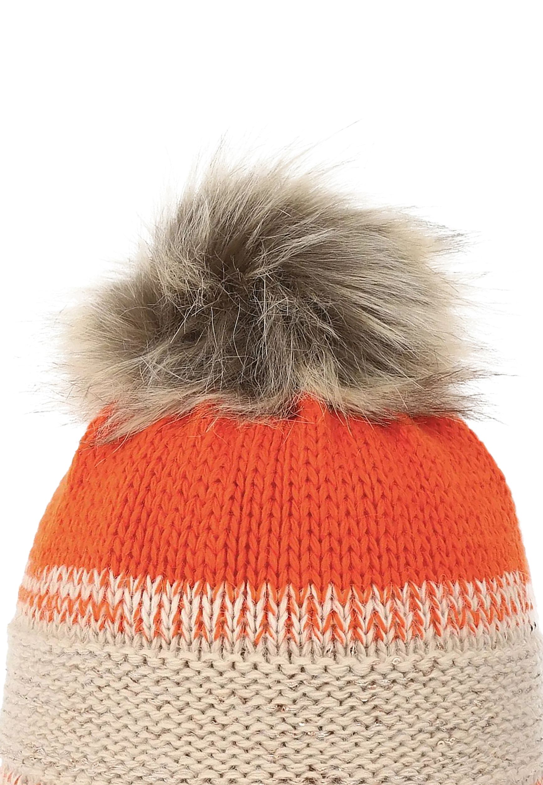 Warme Beanie Strickmütze mit Bommel Fleece Innenfutter Warme Beanie Strickmütze mit Bommel Fleece Innenfutter