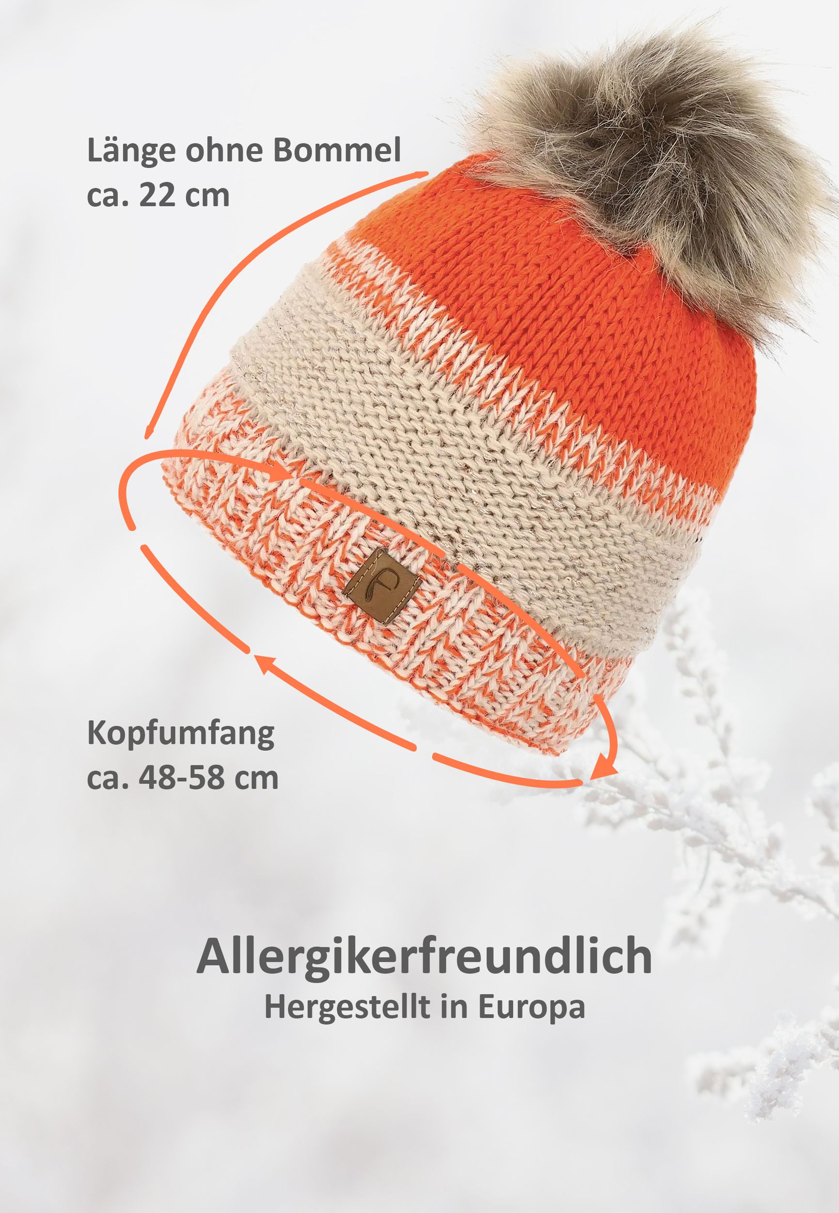 Warme Beanie Strickmütze mit Bommel Fleece Innenfutter Warme Beanie Strickmütze mit Bommel Fleece Innenfutter