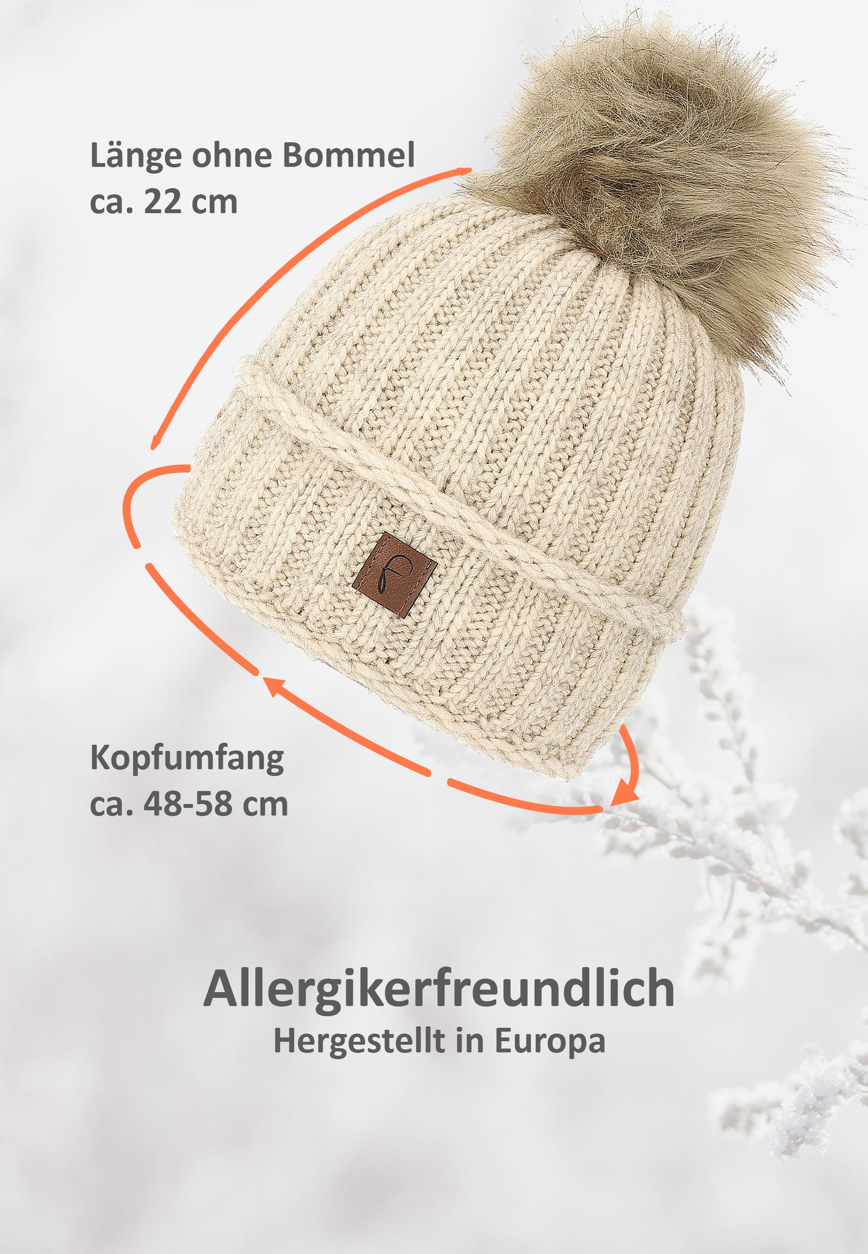 Strickmütze mit Bommel Thermo-Fleece Beanie Modisch Strickmütze mit Bommel Thermo-Fleece Beanie Modisch