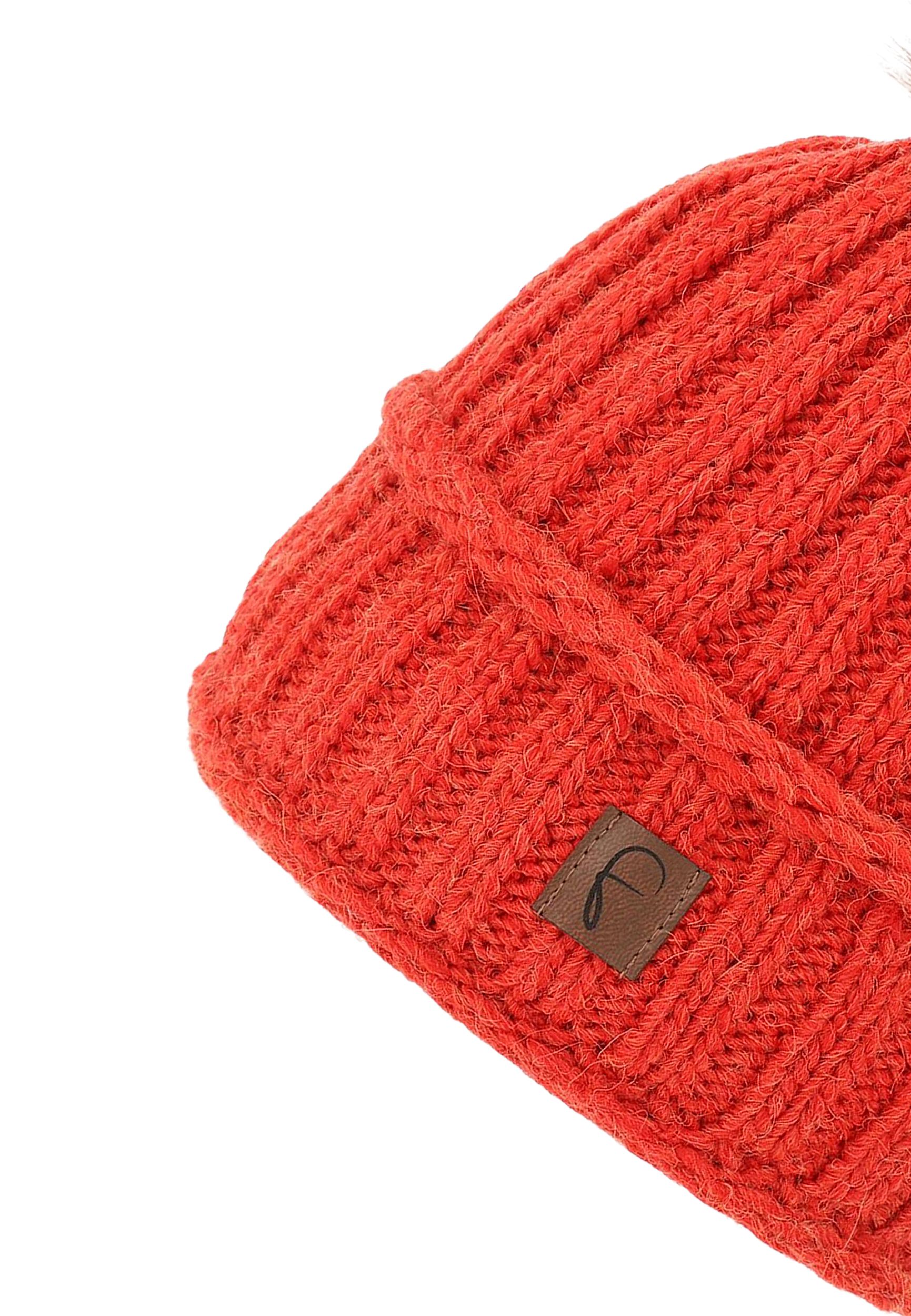 Strickmütze mit Bommel Thermo-Fleece Beanie Modisch Strickmütze mit Bommel Thermo-Fleece Beanie Modisch
