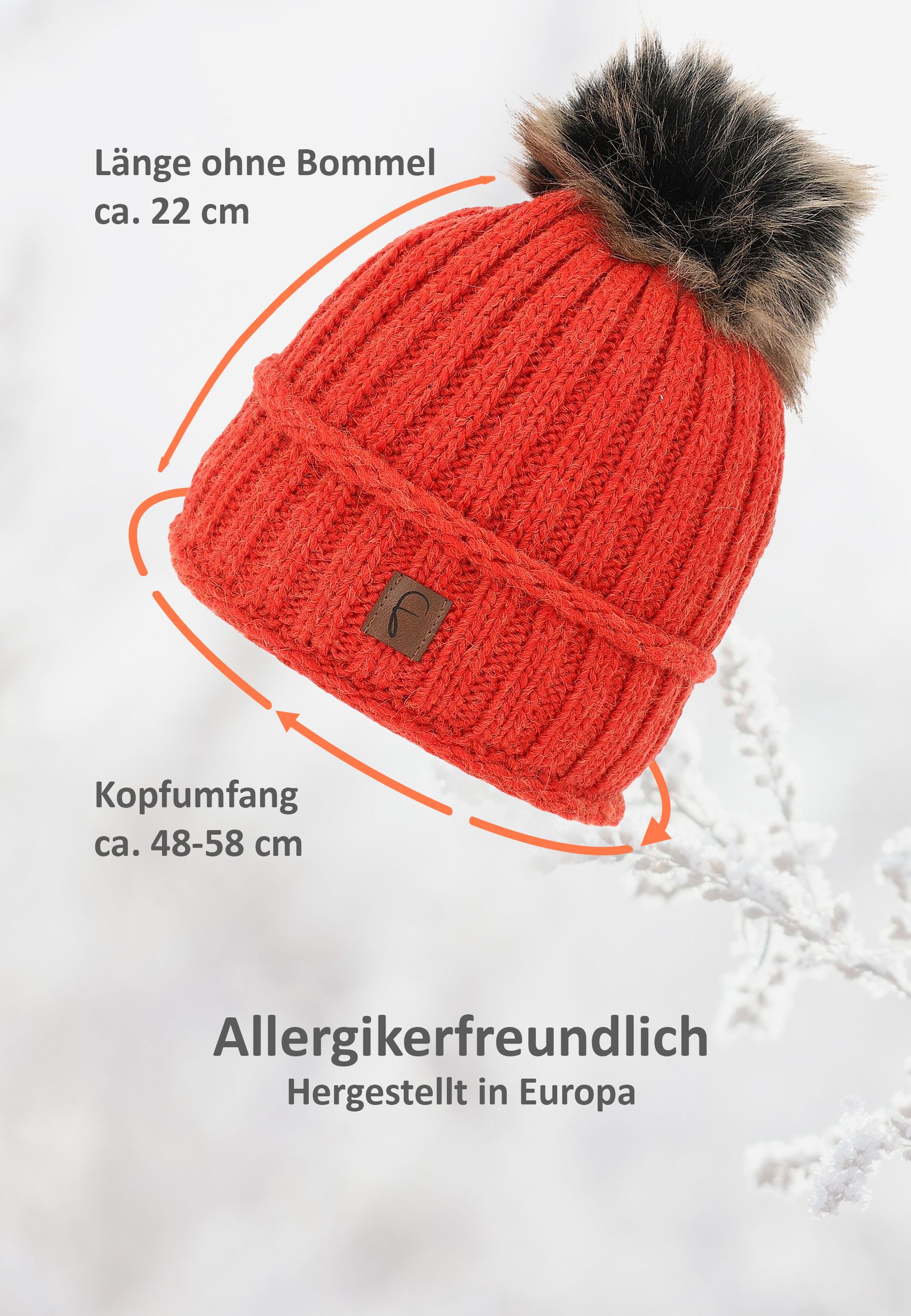 Strickmütze mit Bommel Thermo-Fleece Beanie Modisch Strickmütze mit Bommel Thermo-Fleece Beanie Modisch