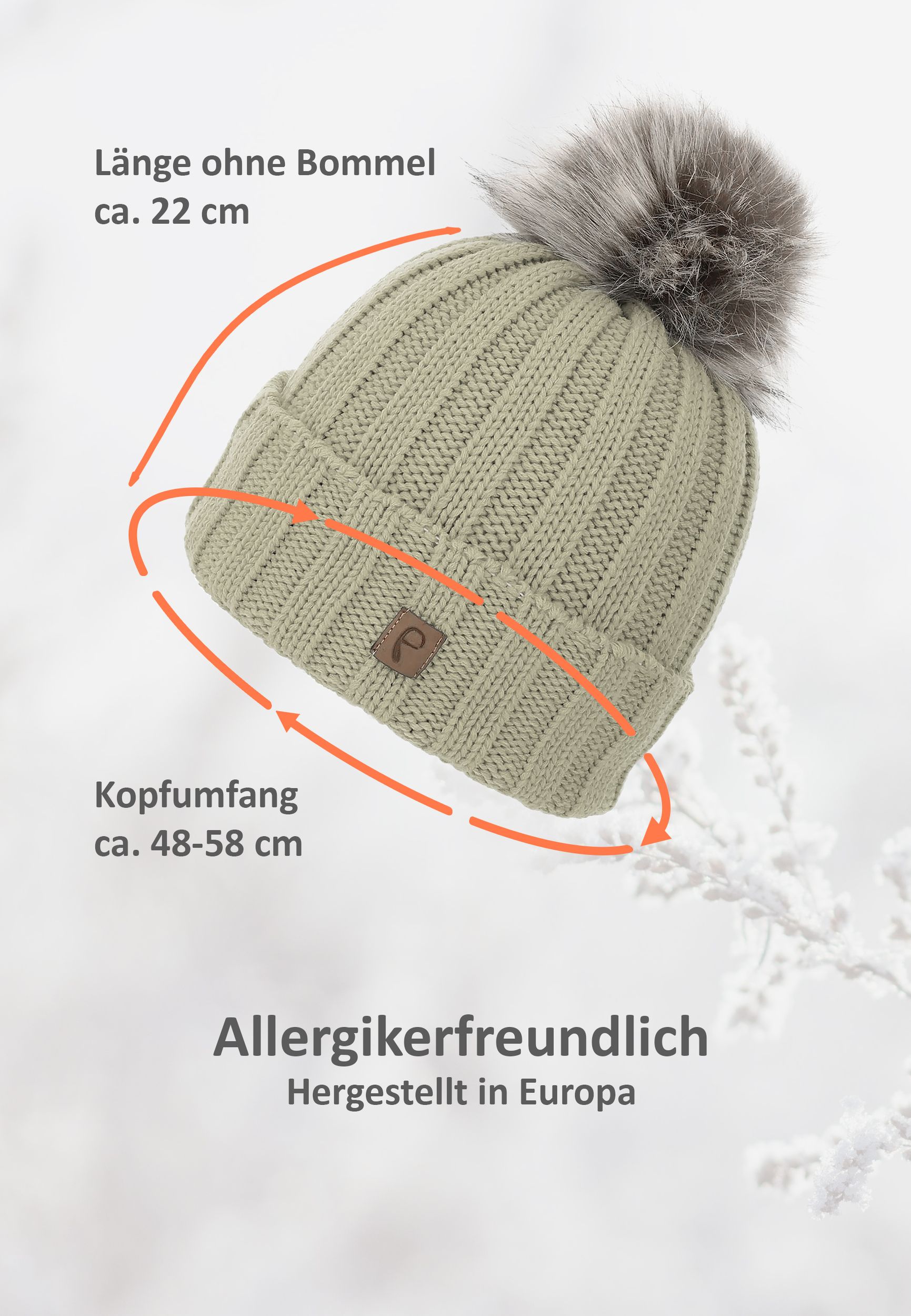 Gerippte Beanie Fleecefutter Kunstfellbommel Winter Gerippte Beanie Fleecefutter Kunstfellbommel Winter