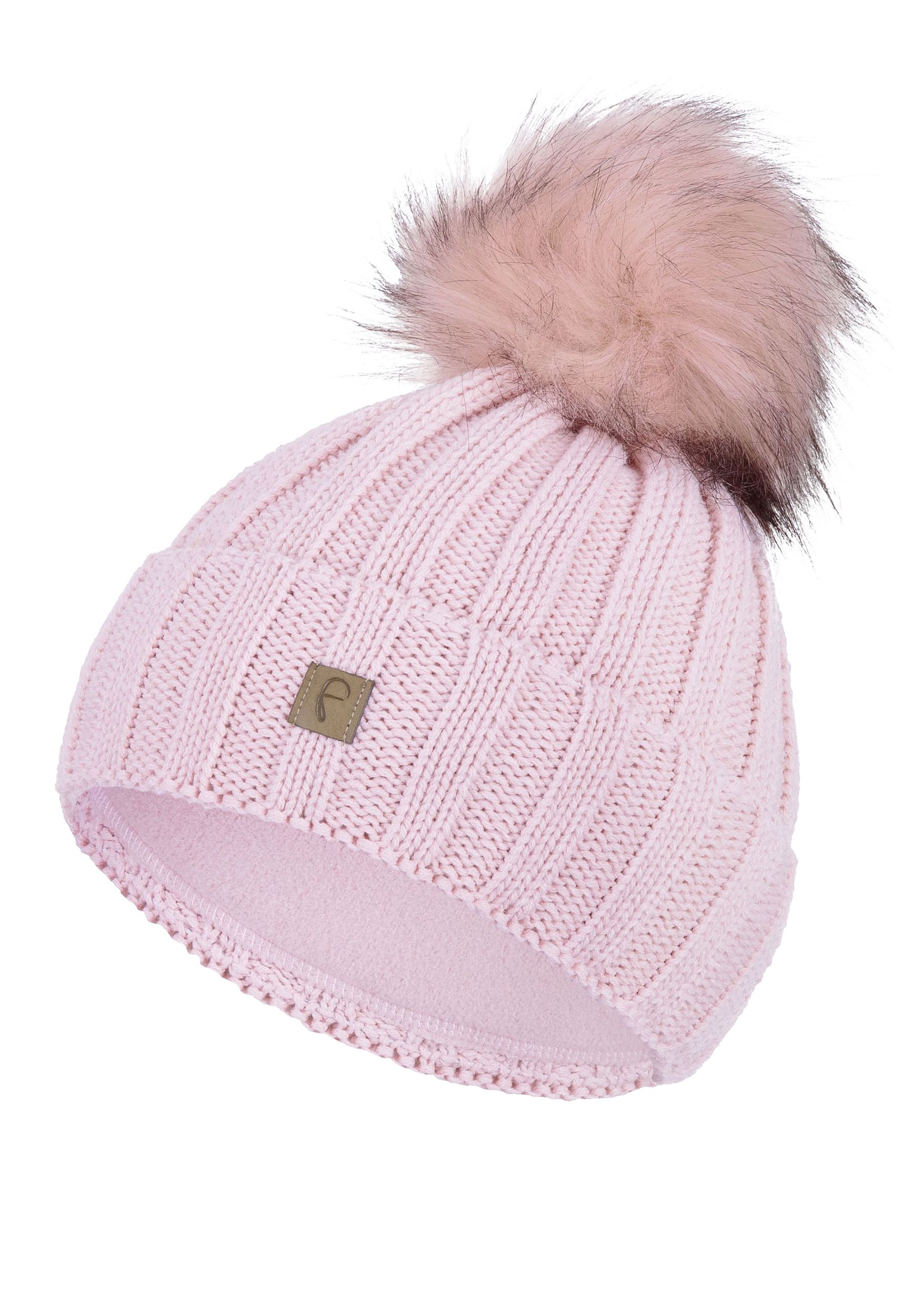 Gerippte Beanie Fleecefutter Kunstfellbommel Winter Gerippte Beanie Fleecefutter Kunstfellbommel Winter