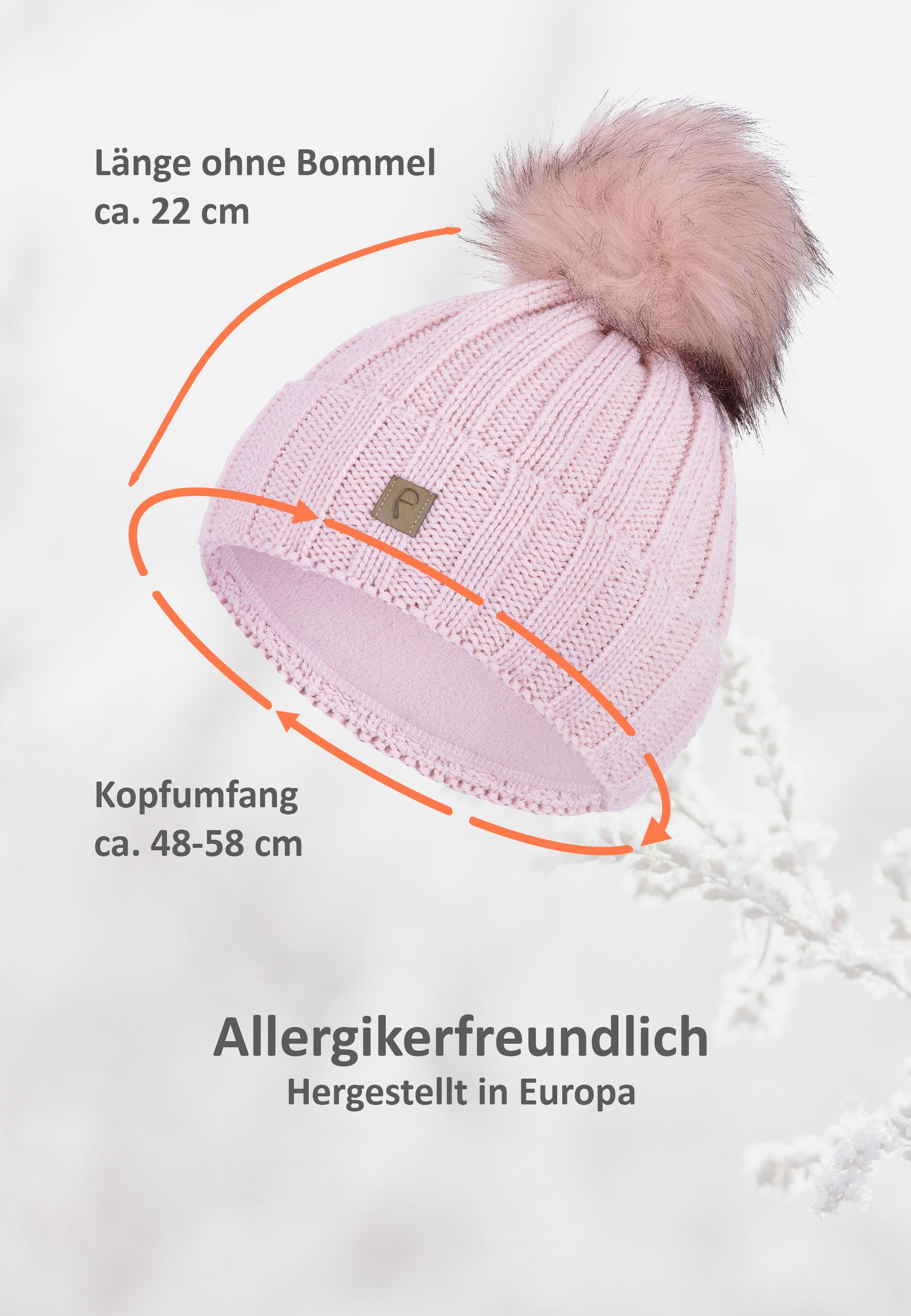 Gerippte Beanie Fleecefutter Kunstfellbommel Winter Gerippte Beanie Fleecefutter Kunstfellbommel Winter