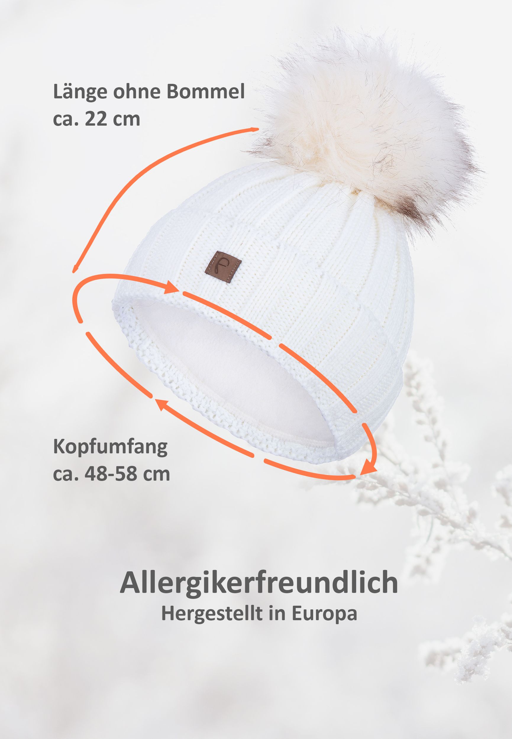 Gerippte Beanie Fleecefutter Kunstfellbommel Winter Gerippte Beanie Fleecefutter Kunstfellbommel Winter
