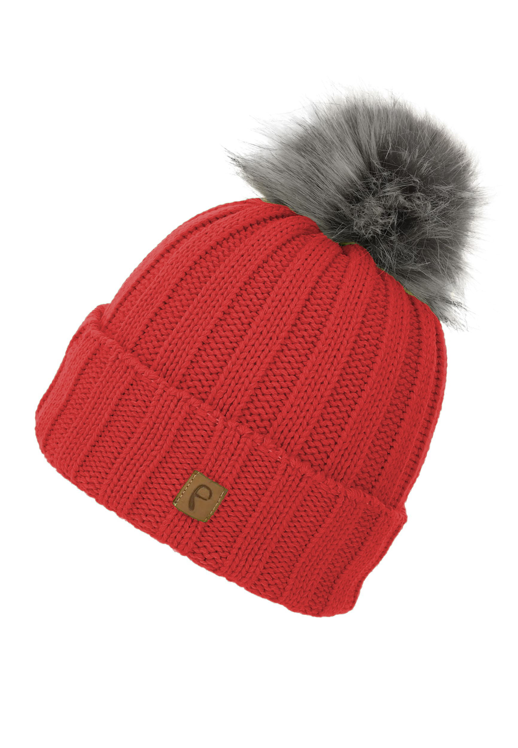 Gerippte Beanie Fleecefutter Kunstfellbommel Winter Gerippte Beanie Fleecefutter Kunstfellbommel Winter