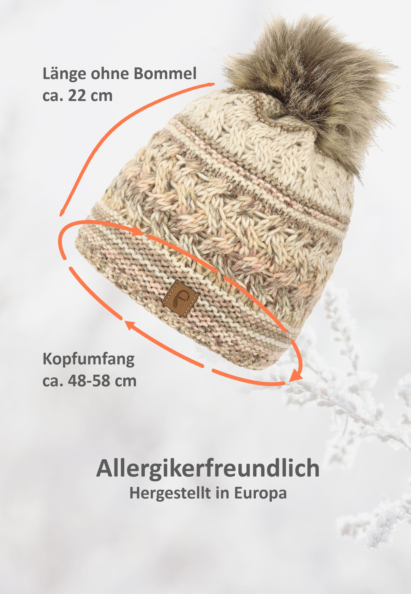 Bommelmütze gestreift mit Kunstfell-Bommel und Fleece Innenfutter Bommelmütze gestreift mit Kunstfell-Bommel und Fleece Innenfutter