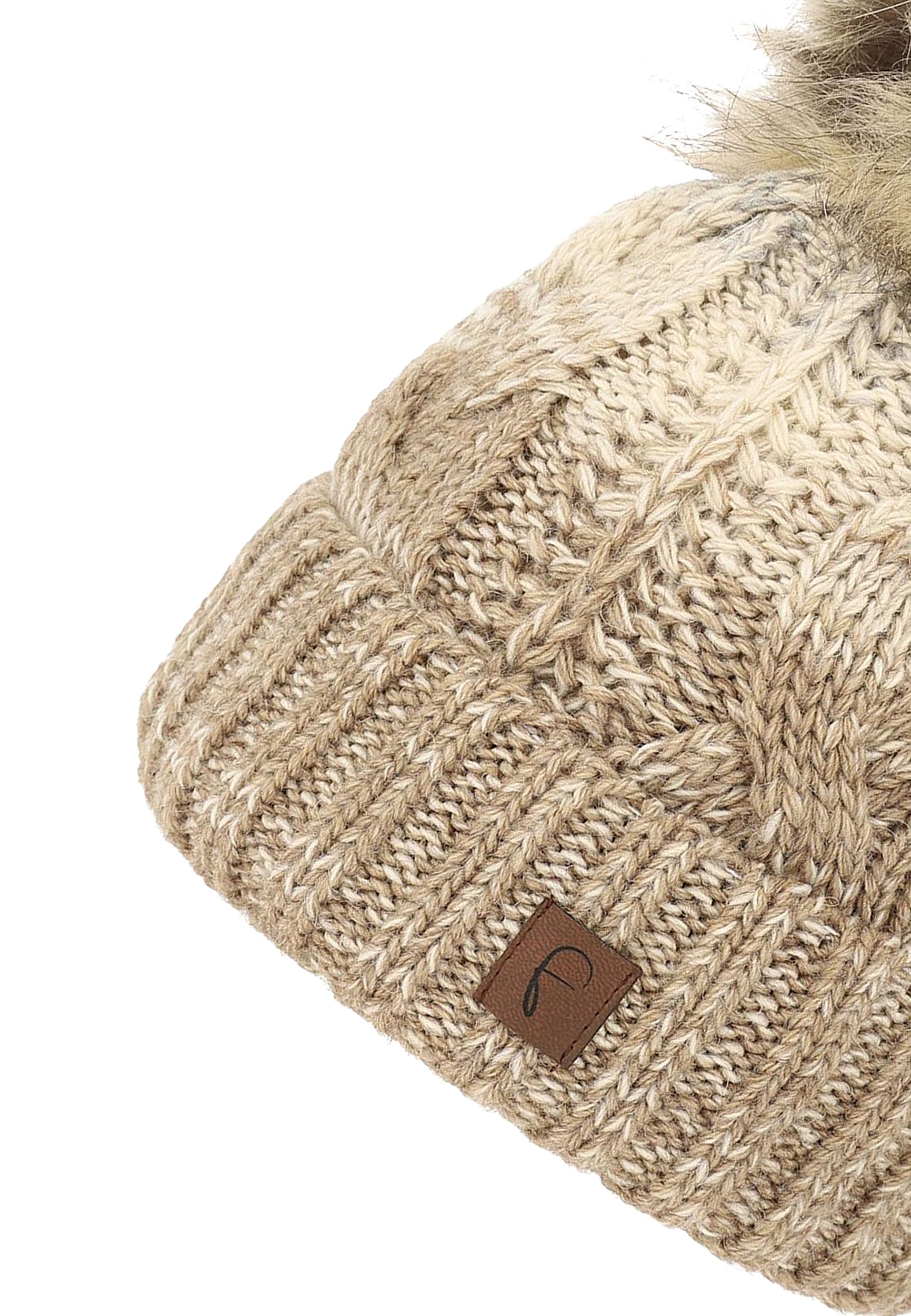 Bommelmütze mit Farbverlauf Thermo Strickmütze Elegant Bommelmütze mit Farbverlauf Thermo Strickmütze Elegant