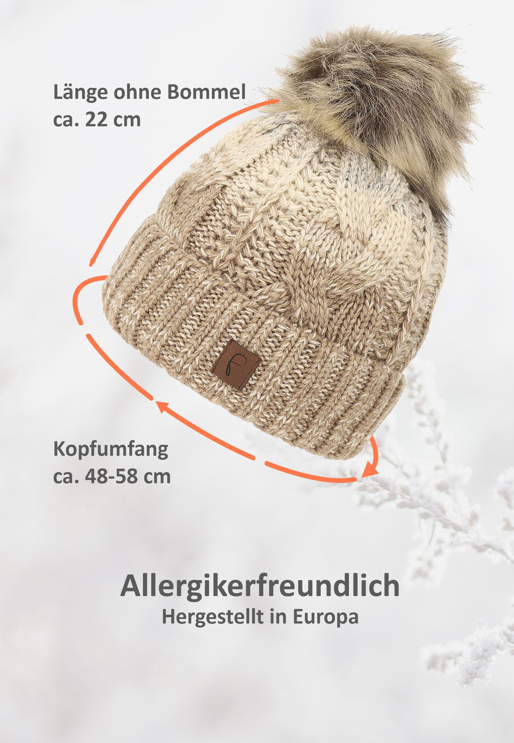 Bommelmütze mit Farbverlauf Thermo Strickmütze Elegant Bommelmütze mit Farbverlauf Thermo Strickmütze Elegant