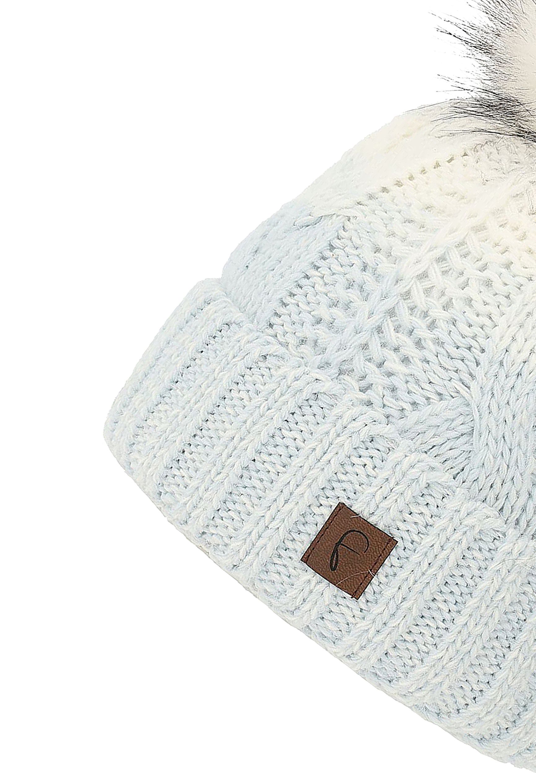 Bommelmütze mit Farbverlauf Thermo Strickmütze Elegant Bommelmütze mit Farbverlauf Thermo Strickmütze Elegant