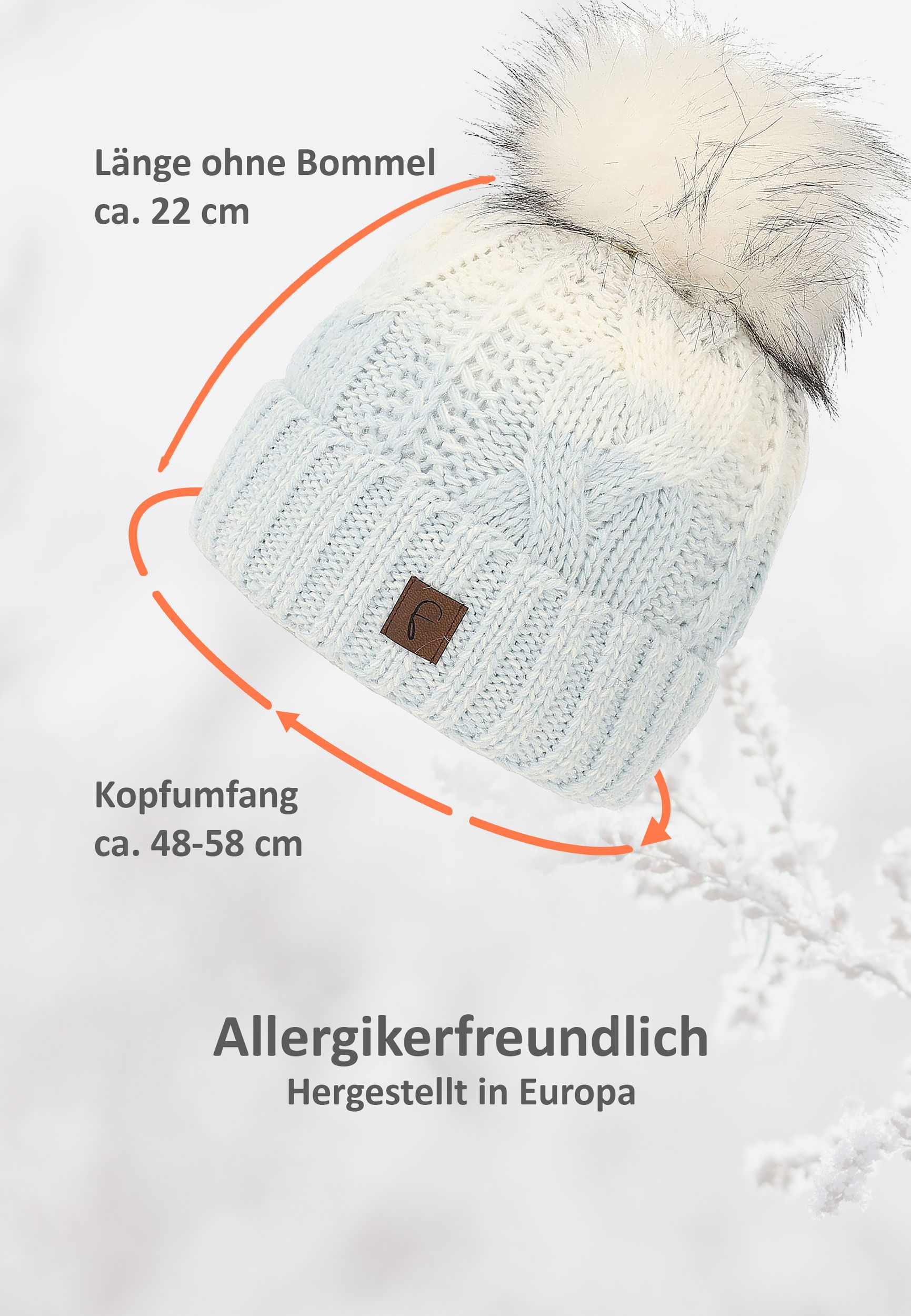Bommelmütze mit Farbverlauf Thermo Strickmütze Elegant Bommelmütze mit Farbverlauf Thermo Strickmütze Elegant