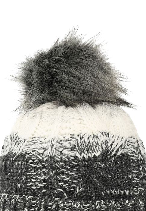 Bommelmütze mit Farbverlauf Thermo Strickmütze Elegant, Farbe: Schwarz