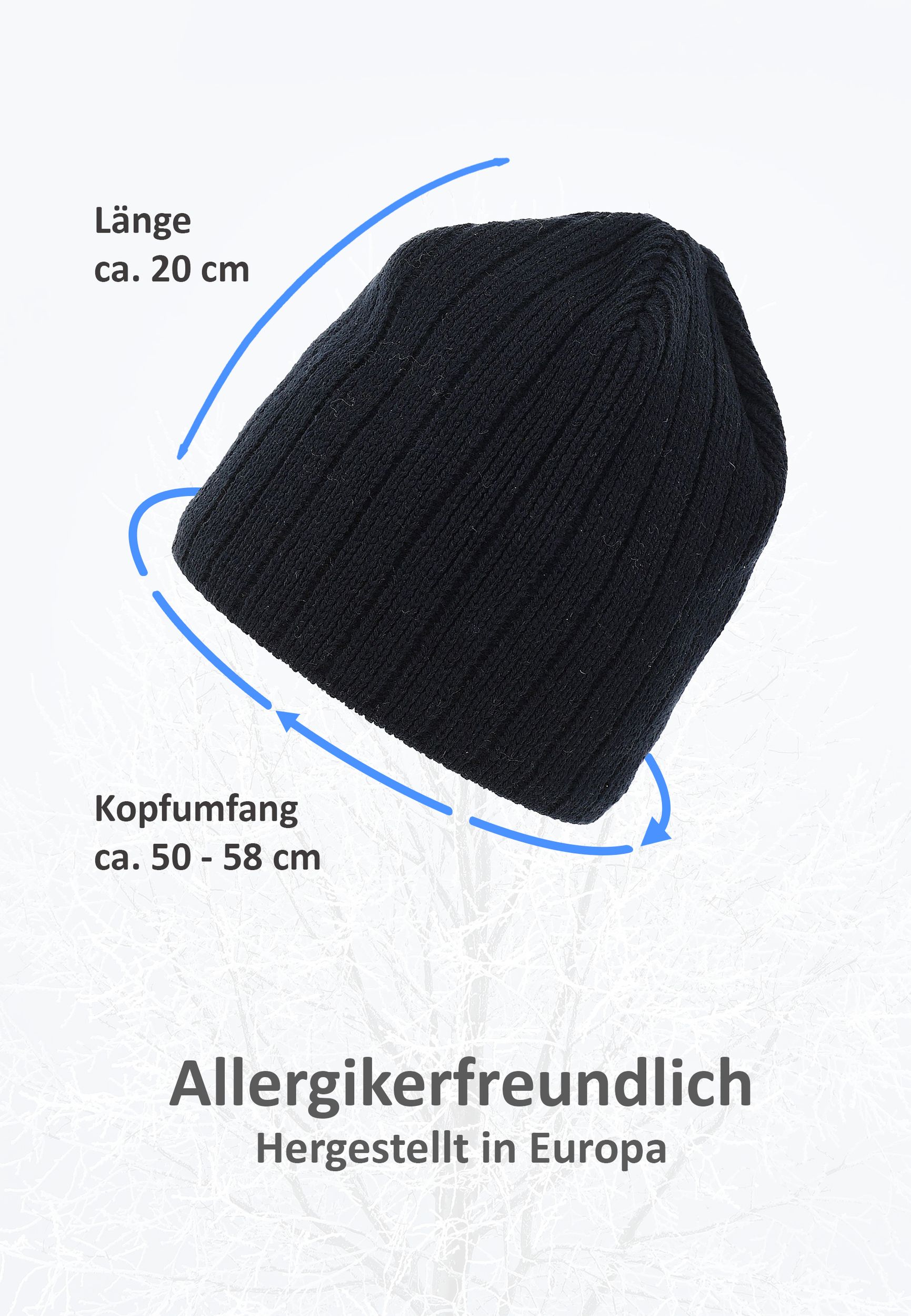Strick Beanie mit Fleece-Innenfutter und glatter Oberfläche Strick Beanie mit Fleece-Innenfutter und glatter Oberfläche