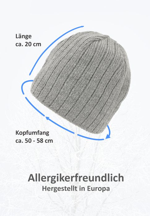 Faera Faera Strick Beanie mit Fleece-Innenfutter und glatter Oberfläche – Grau, Bild 5