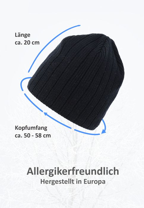 Faera Faera Strick Beanie mit Fleece-Innenfutter und glatter Oberfläche – Navy, Bild 5