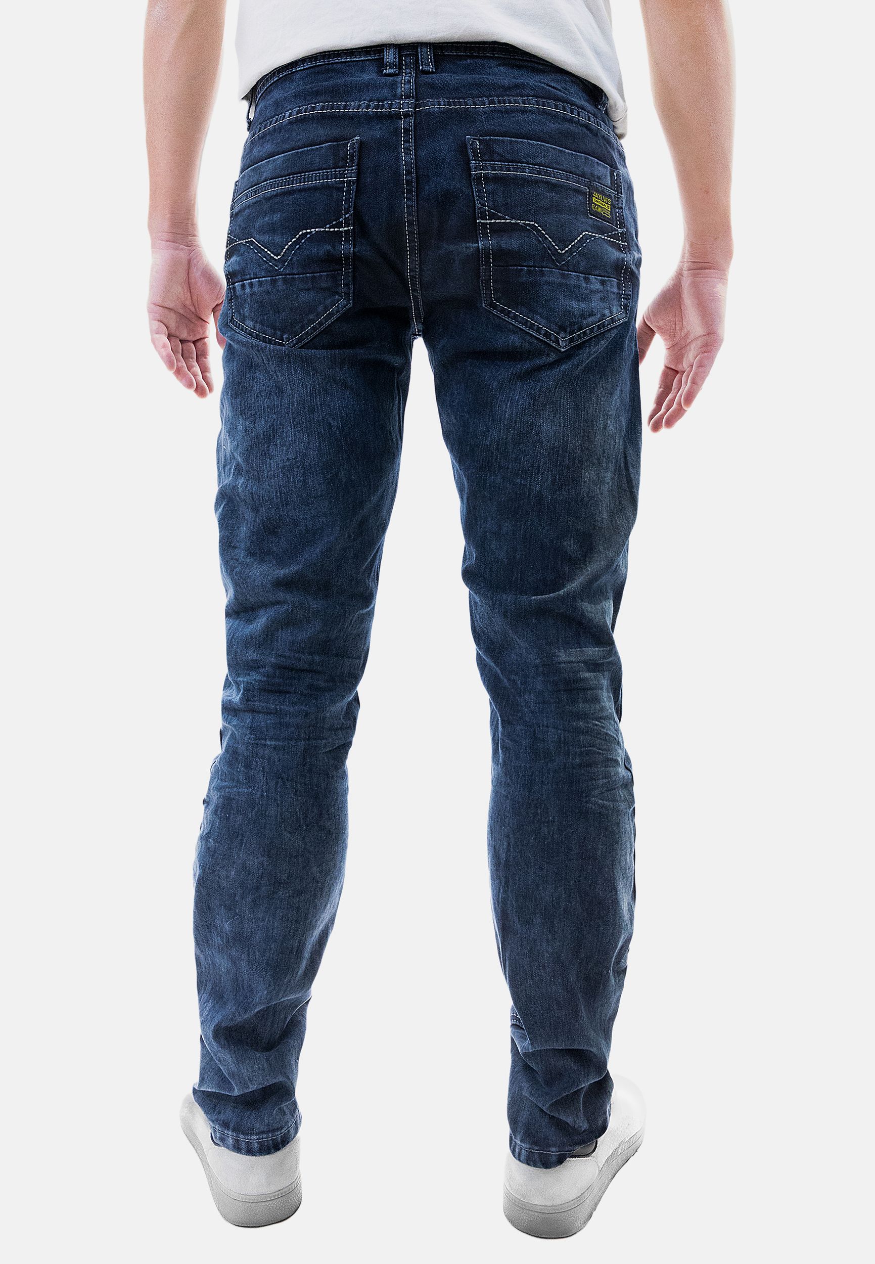 Denim Jeans mit Kontrastnähten und Asid Waschung Denim Jeans mit Kontrastnähten und Asid Waschung