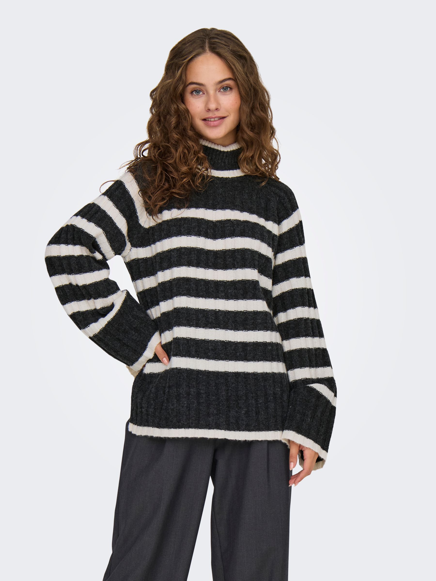 JDY JDY Pullover Knit it Rollkragen Langarm Lang – Dunkelgrau, Bild 2